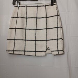 LULUS WOOL BLEND WINDOWPANE PLAID MINI SKIRT SIZE XS